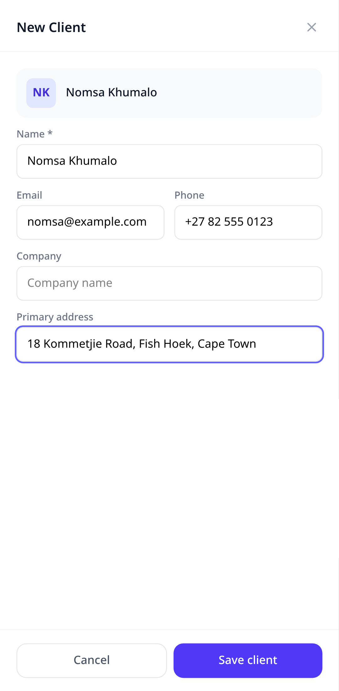 The same form scrolled down to the Locations section